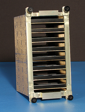 Front and rear view of the QuickPac Drive Pack showing the eight SSDs inside