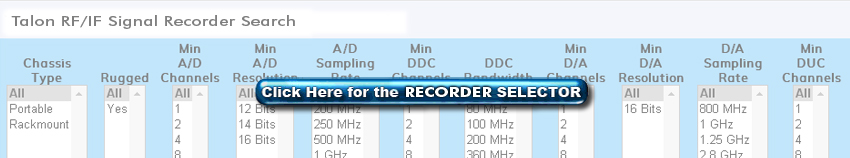 Talon RF/IF Signal Recorder Selector