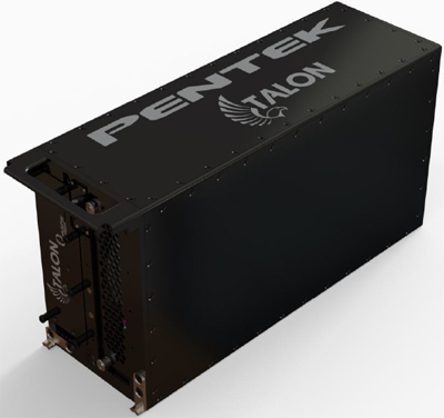 The front of the Talon RTX Model 2586 where the system fan, operating system SSD and QuickPac drive pack are easily accessible